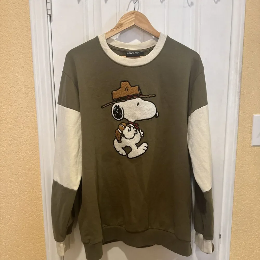 Peanuts  Crewneck Sweatshirt Pullover Sage Green Men’s XL